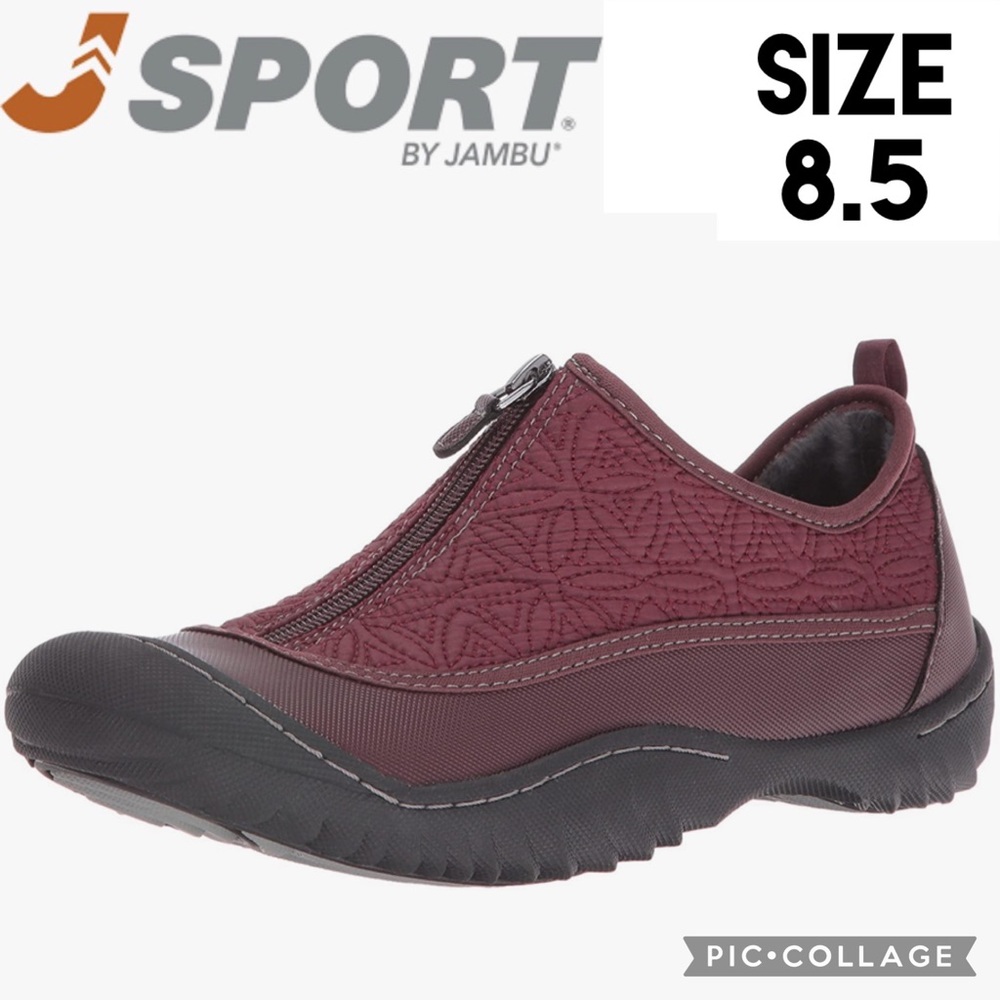 J-Sport By Jambu Womens Shoes Malbec Red Zip Top Moc Fleece Lined Vegan Size 8.5